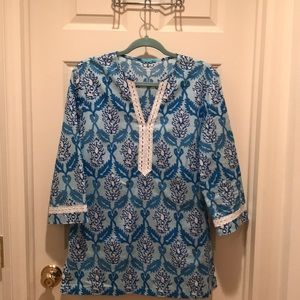 SALE/$7 J McLaughlin S Tropez Blue cotton tunic